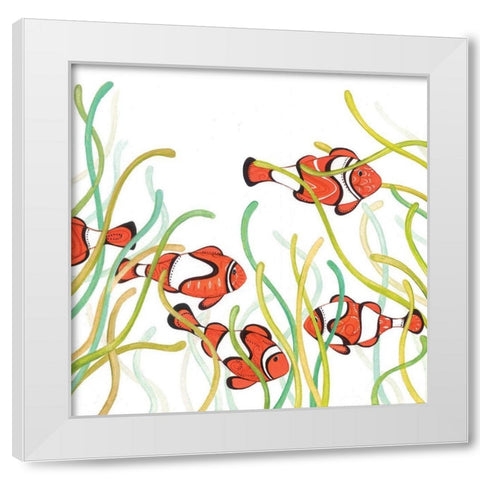 Orange Fish White Modern Wood Framed Art Print by P.S. Art