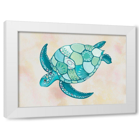 Sea Turtle White Modern Wood Framed Art Print by P.S. Art