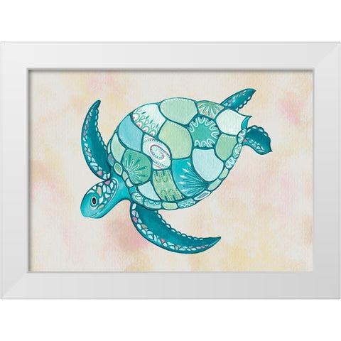 Sea Turtle White Modern Wood Framed Art Print by P.S. Art