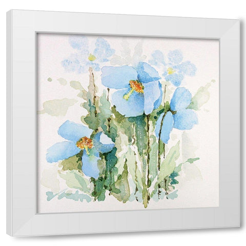 Blue Flowers IV White Modern Wood Framed Art Print by P.S. Art