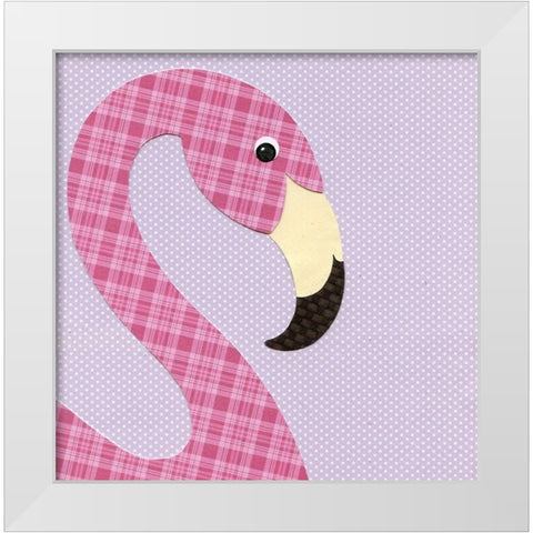 Flamingo White Modern Wood Framed Art Print by P.S. Art