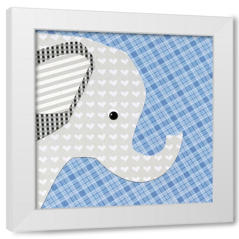 Elephant White Modern Wood Framed Art Print by P.S. Art