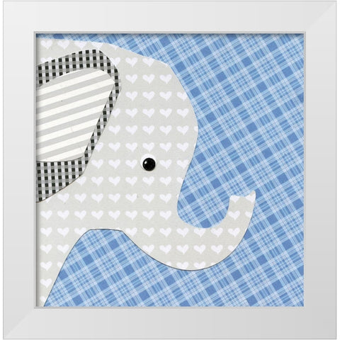 Elephant White Modern Wood Framed Art Print by P.S. Art