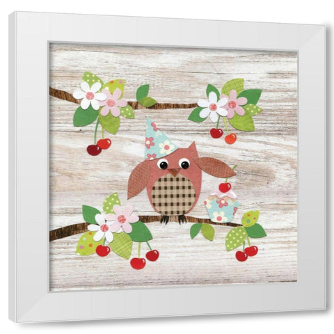 Owl White Modern Wood Framed Art Print by P.S. Art