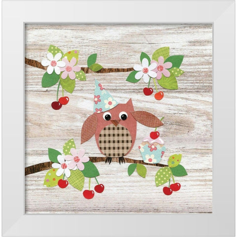 Owl White Modern Wood Framed Art Print by P.S. Art