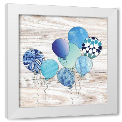 Balloons White Modern Wood Framed Art Print by P.S. Art