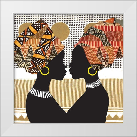 African Women White Modern Wood Framed Art Print by P.S. Art