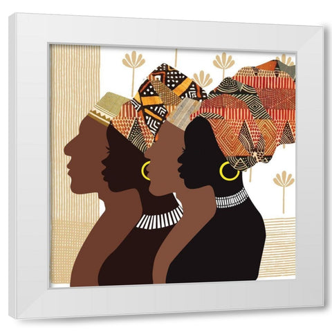 African Men and Women White Modern Wood Framed Art Print by P.S. Art