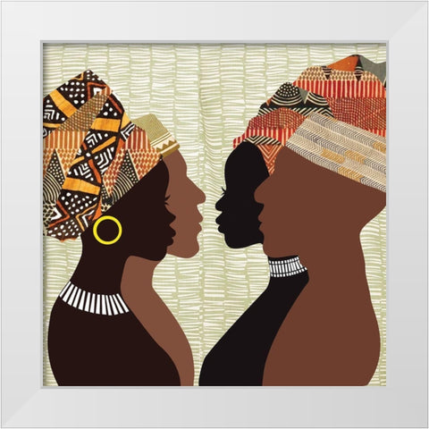 African Men and Women III White Modern Wood Framed Art Print by P.S. Art