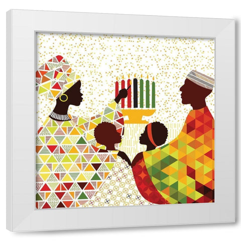 Kwanza Family White Modern Wood Framed Art Print by P.S. Art