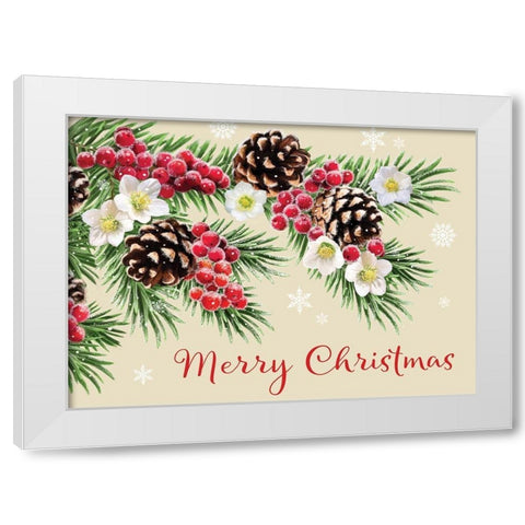 Merry Christmas White Modern Wood Framed Art Print by P.S. Art