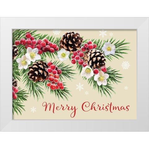 Merry Christmas White Modern Wood Framed Art Print by P.S. Art