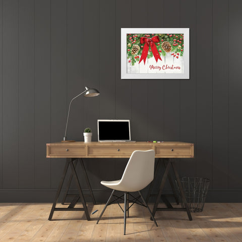 Merry Christmas White Modern Wood Framed Art Print by P.S. Art