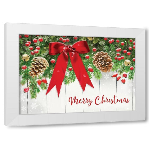 Merry Christmas White Modern Wood Framed Art Print by P.S. Art
