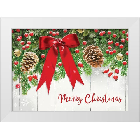 Merry Christmas White Modern Wood Framed Art Print by P.S. Art