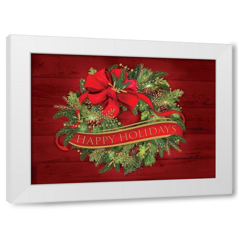 Christmas Wreath White Modern Wood Framed Art Print by P.S. Art