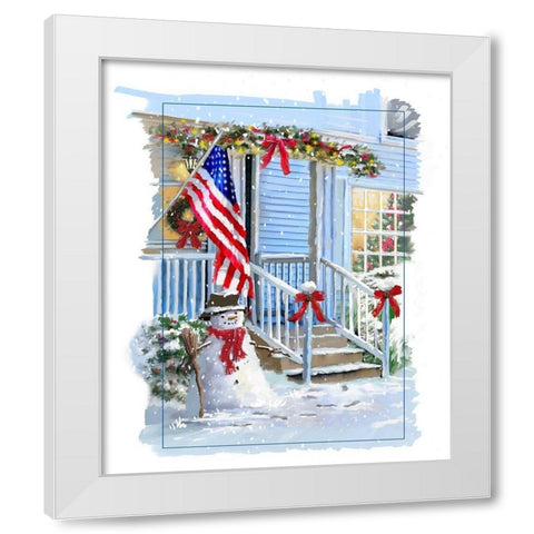 Patriotic Snowmen White Modern Wood Framed Art Print by P.S. Art