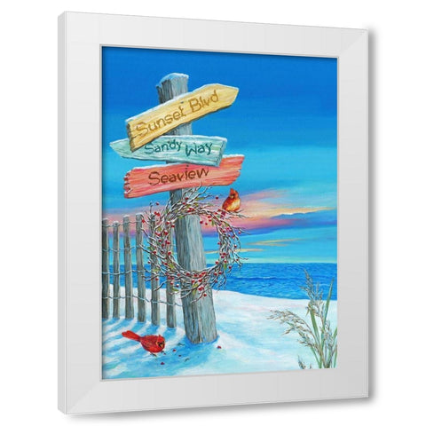 Beach Directions White Modern Wood Framed Art Print by P.S. Art