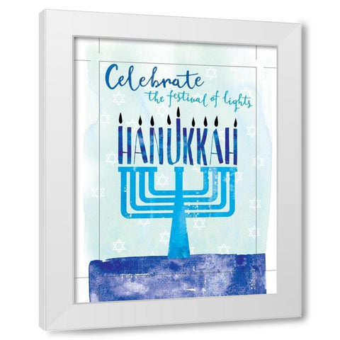 Hanukkah White Modern Wood Framed Art Print by P.S. Art