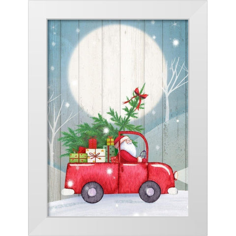 Santa Truck White Modern Wood Framed Art Print by P.S. Art