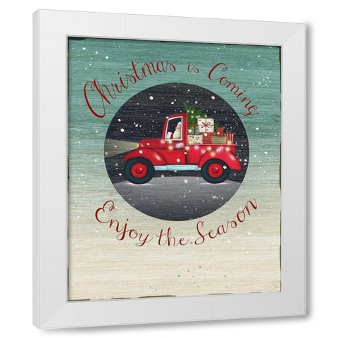 Christmas is Coming White Modern Wood Framed Art Print by P.S. Art