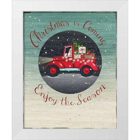 Christmas is Coming White Modern Wood Framed Art Print by P.S. Art