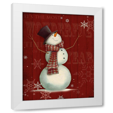 Snowman I White Modern Wood Framed Art Print by P.S. Art