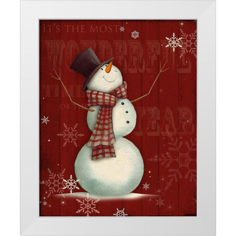 Snowman I White Modern Wood Framed Art Print by P.S. Art