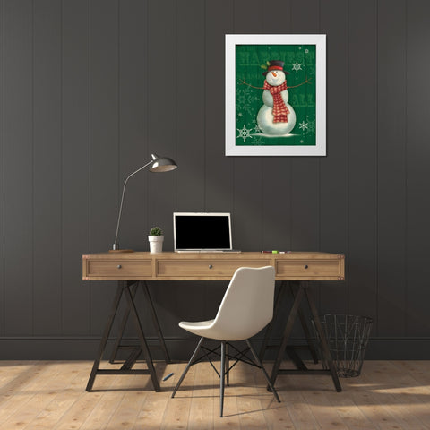 Snowman II White Modern Wood Framed Art Print by P.S. Art