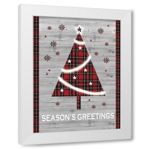 Seasons Greetings Tree White Modern Wood Framed Art Print by P.S. Art