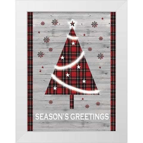 Seasons Greetings Tree White Modern Wood Framed Art Print by P.S. Art
