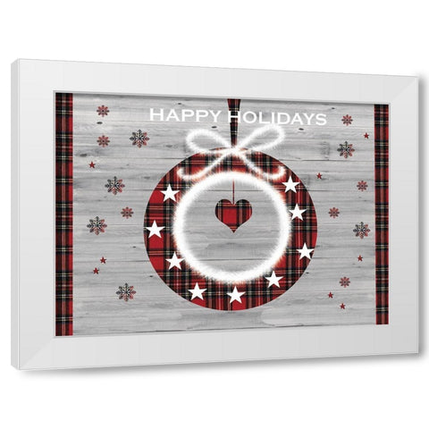 Happy Holidays Wreath White Modern Wood Framed Art Print by P.S. Art