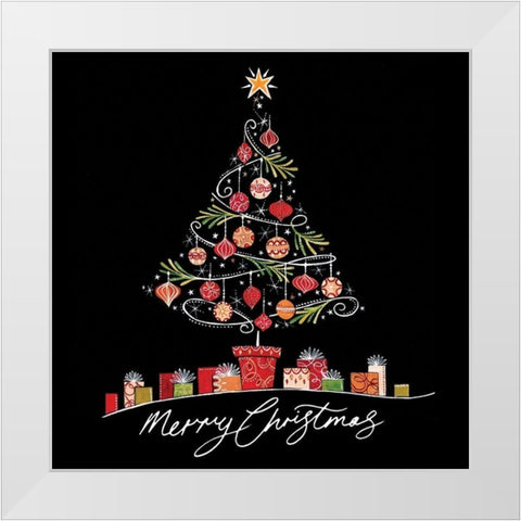 Merry Christmas White Modern Wood Framed Art Print by P.S. Art