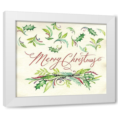Merry Christmas White Modern Wood Framed Art Print by P.S. Art