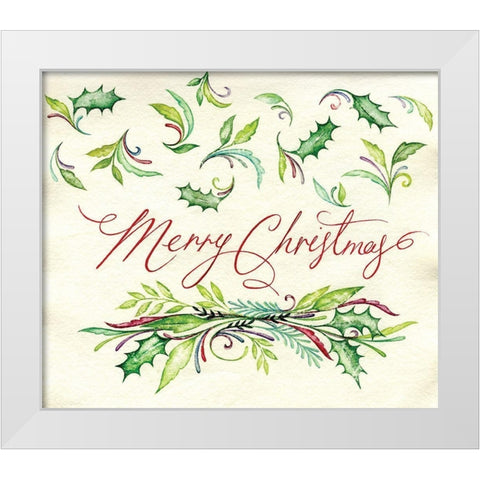 Merry Christmas White Modern Wood Framed Art Print by P.S. Art