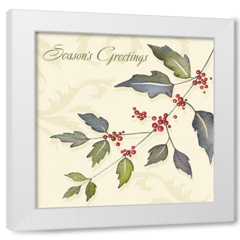 Seasons Greetings White Modern Wood Framed Art Print by P.S. Art