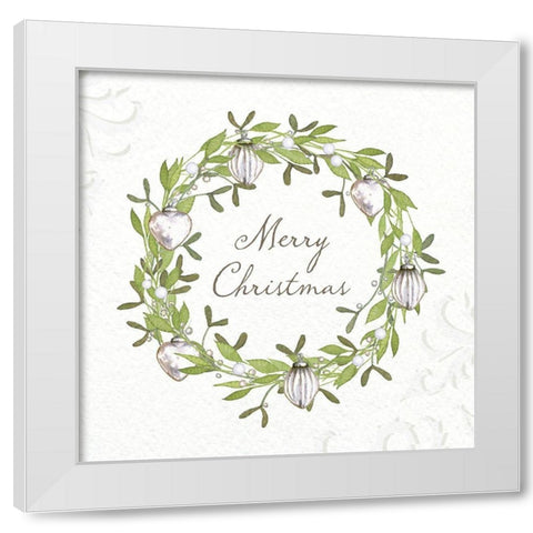 Merry Christmas Wreath White Modern Wood Framed Art Print by P.S. Art