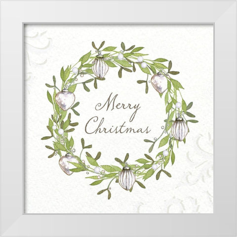 Merry Christmas Wreath White Modern Wood Framed Art Print by P.S. Art