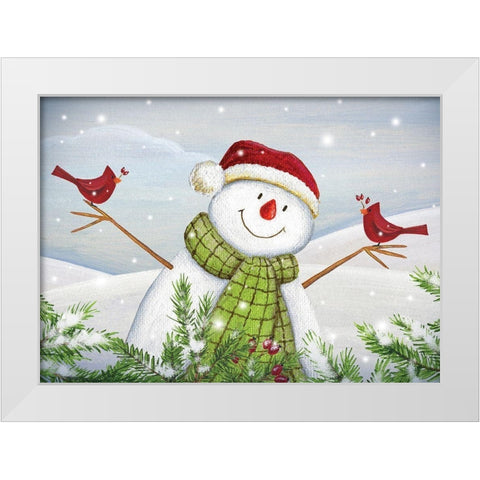 Cardinal Snowman White Modern Wood Framed Art Print by P.S. Art