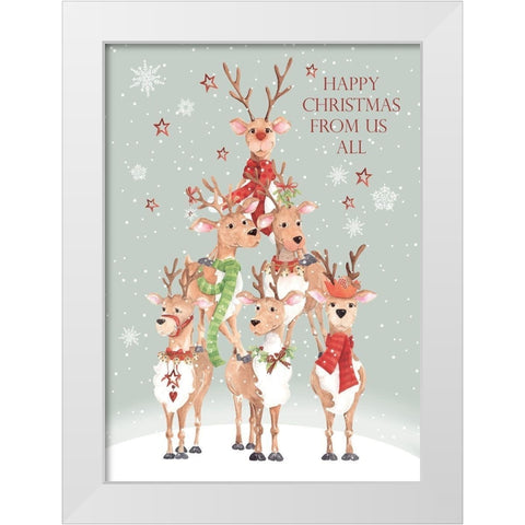 Happy Christmas White Modern Wood Framed Art Print by P.S. Art