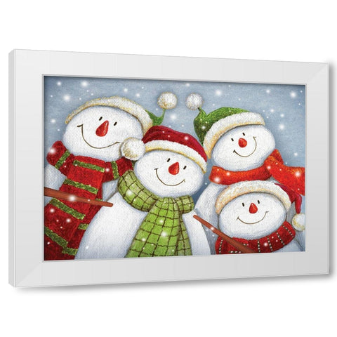 Snowman Friends White Modern Wood Framed Art Print by P.S. Art