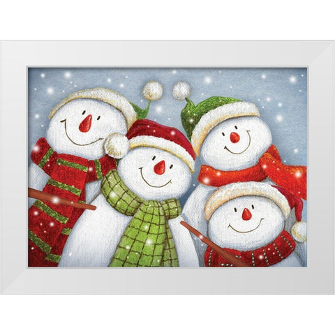 Snowman Friends White Modern Wood Framed Art Print by P.S. Art