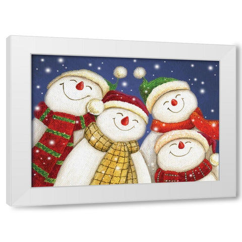 Snowman Friends II White Modern Wood Framed Art Print by P.S. Art