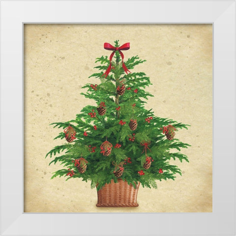Holiday Tree White Modern Wood Framed Art Print by P.S. Art
