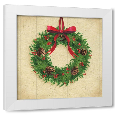 Holiday Wreath White Modern Wood Framed Art Print by P.S. Art
