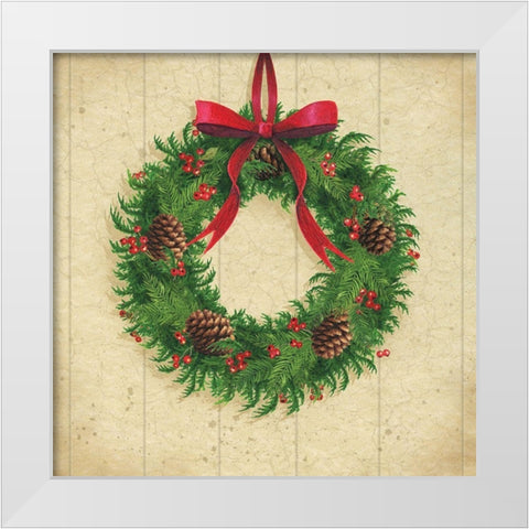 Holiday Wreath White Modern Wood Framed Art Print by P.S. Art