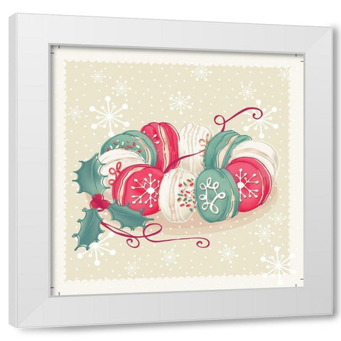 Merry Macaroons White Modern Wood Framed Art Print by P.S. Art