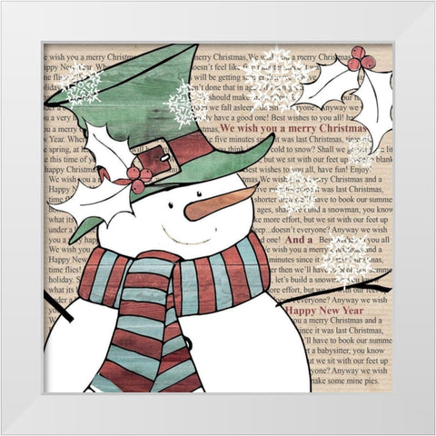 Snowman White Modern Wood Framed Art Print by P.S. Art