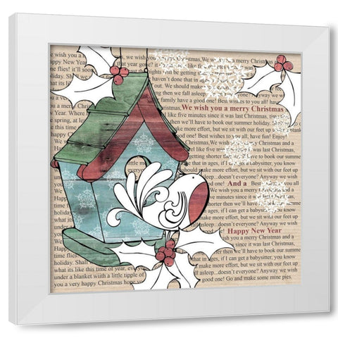 Birdhouse White Modern Wood Framed Art Print by P.S. Art