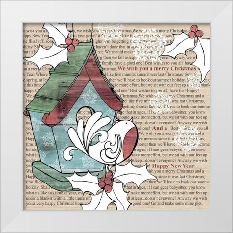 Birdhouse White Modern Wood Framed Art Print by P.S. Art